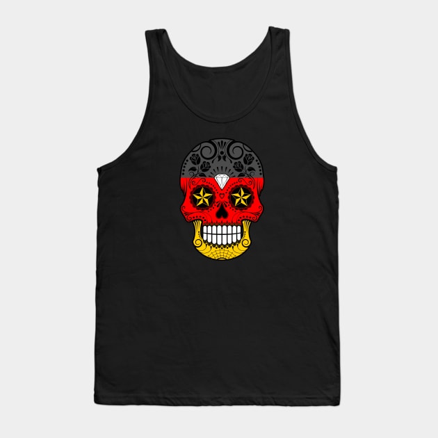 German Flag Sugar Skull with Roses Tank Top by jeffbartels